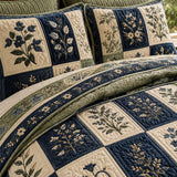 H.PAI Botanical Garden Quilted 3-Piece Bedding Set