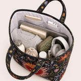 H.PAI Mystical Sacred Heart & Celestial Floral Quilted Tote Bag