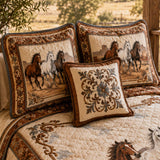 H.PAI Equestrian Horse Patchwork Quilted 3-Piece Bedding Set