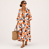 Geometric Orange Kaftan