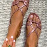 Bronze Snake Flat Sandals