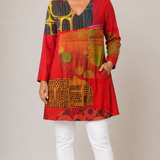 Long Blouse with V-Neck