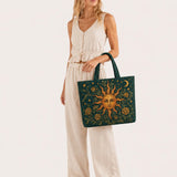 H.PAI Moonlit Raven Forest Quilted Tote Bag