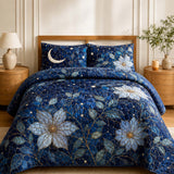 H.PAI Moonlit Floral Quilted 3-Piece Bedding Set