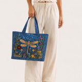 Dragonfly & Wildflower Quilted Tote Bag