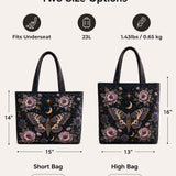 H.PAI Celestial Moth & Moon Floral Quilted Tote Bag