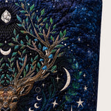 H.PAI Celestial Stag Moon And Stars Floral Quilted Tote Bag