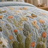 H.PAI Southwestern Cactus Landscape Quilted 3-Piece Bedding Set