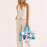 H.PAI Women's Quilted Duffle Bag - Coastal Sea Turtle Embroidered Travel Overnight Bag