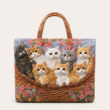 Cat Family Quilted Tote Bag