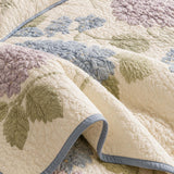 H.PAI Hydrangea Floral Quilted 3-Piece Bedding Set