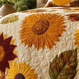 H.PAI Sunflower Floral Quilted 3-Piece Bedding Set