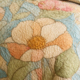 H.PAI Blush Garden Floral Quilted 3-Piece Bedding Set