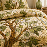 H.PAI Tree of Life Quilted 3-Piece Bedding Set