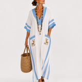 White Caftan with Blue Stripes