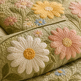 H.PAI Daisy Floral Quilted 3-Piece Bedding Set