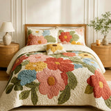 Cottage Garden Floral Quilted 3-Piece Bedding Set