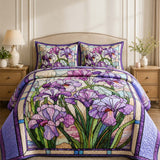 H.PAI Purple Iris Quilted 3-Piece Bedding Set