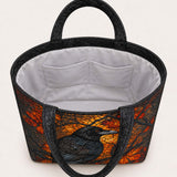 H.PAI Autumn Raven Forest Quilted Tote Bag