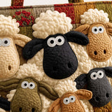 H.PAI Women's Quilted Tote Bag - Cute 3D Sheep Applique Cartoon Patchwork Everyday Shoulder Handbag