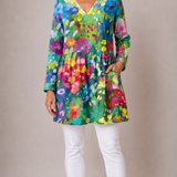 Long Blouse with V-Neck