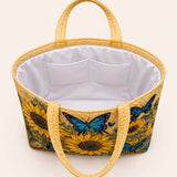 Sunflower and Butterfly Quilted Tote Bag