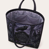 H.PAI Gothic Raven Cemetery Quilted Tote Bag