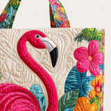 H.PAI Women's Quilted Tote Bag - Elegant Hummingbird & Peony Floral Plum Purple Luxury Shoulder Handbag