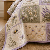 Lavender Bee Quilted 3-Piece Bedding Set
