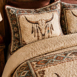 H.PAI Longhorn Skull Western Quilted 3-Piece Bedding Set