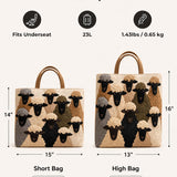 H.PAI Women's Quilted Tote Bag - Cute Sheep & Flock Pattern Travel Overnight Shoulder Bag