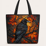 H.PAI Autumn Raven Forest Quilted Tote Bag