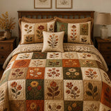 Autumn Botanical Quilted 3-Piece Bedding Set