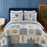 Coastal Ocean Quilted 3-Piece Bedding Set