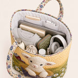 H.PAI Women's Quilted Tote Bag - Farm House Lamb & Daisy Patchwork Top-Handle Shoulder Bag
