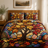 H.PAI Autumn Tree of Life Quilted 3-Piece Bedding Set