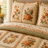 H.PAI Pumpkin Harvest Quilted 3-Piece Bedding Set