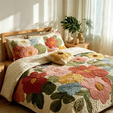 Cottage Garden Floral Quilted 3-Piece Bedding Set