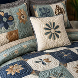 Vintage Cottage Floral Quilted 3-Piece Bedding Set