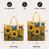 Sunflower and Butterfly Quilted Tote Bag