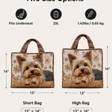 H.PAI Women's Quilted Tote Bag - Cute Yorkshire Terrier Dog & Snowflake Winter Aesthetic Shoulder Handbag