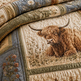 Highland Cow Quilted 3-Piece Bedding Set