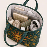 H.PAI Moonlit Raven Forest Quilted Tote Bag