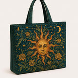 H.PAI Moonlit Raven Forest Quilted Tote Bag