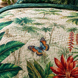 H.PAI Tropical Botanical Quilted 3-Piece Bedding Set