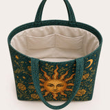 H.PAI Moonlit Raven Forest Quilted Tote Bag