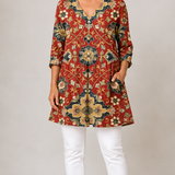 Long Blouse with V-Neck