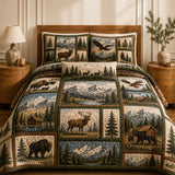 Vintage National Park Wildlife Quilted 3-Piece Bedding Set