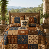 H.PAI Vintage Patchwork Star Quilted 3-Piece Bedding Set