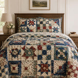 H.PAI Vintage Patchwork Quilted 3-Piece Bedding Set